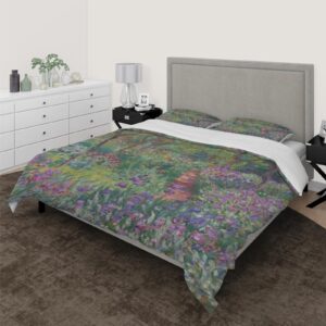 HOBBOY Bright Colors Bedding Duvet Cover Sets Claude Monet Aesthetic Bedding Sets 1 Duvet Cover 2 Pillow Cases Comfortable & Breathable California King