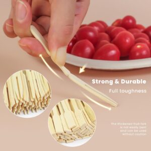 Mini Fruit Fork 3.5 inch Mini Bamboo Forks Cocktail Forks Appetizer Forks, Small Forks for Appetizer, Disposable Food Picks for fruit, dessert, cheese, cocktail appetizer fork