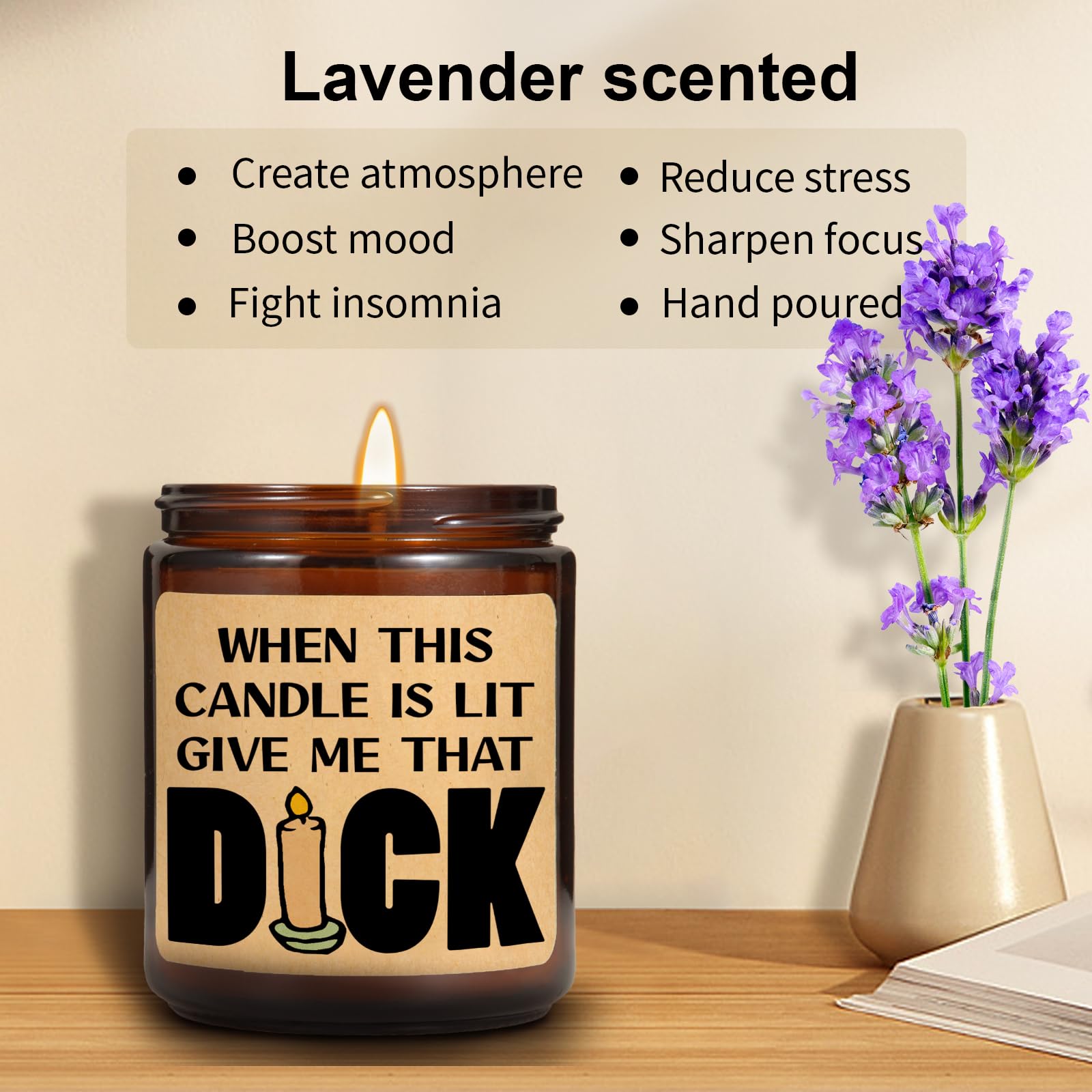 Gifts for Boyfriend, Husband, Lavender Scented Candle - Valentine's Day Gifts for Women Galentines Day, Thinking of You Gifts, Funny Anniversary Birthday Gifts for Men, Wedding Couples Gifts