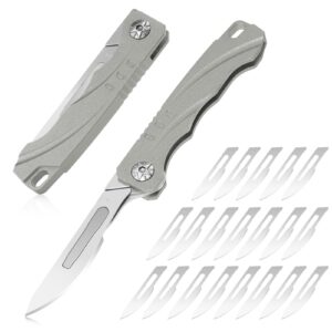 coowolf folding scalpel knife – scalpel pocket knife with 20pcs #24 replaceable blades, for crafting, model building, and everyday carry (edc)