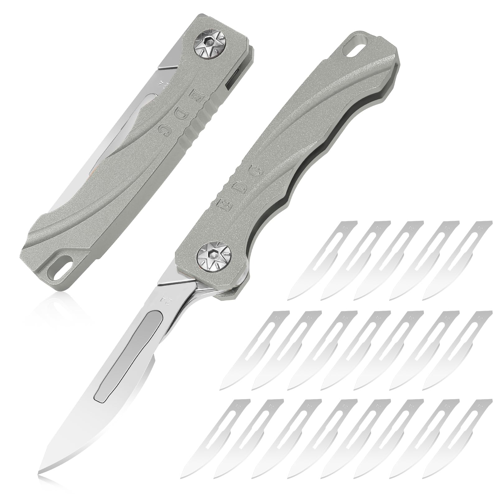 Coowolf Folding Scalpel Knife – Scalpel Pocket Knife with 20pcs #24 Replaceable Blades, for Crafting, Model Building, and Everyday Carry (EDC)