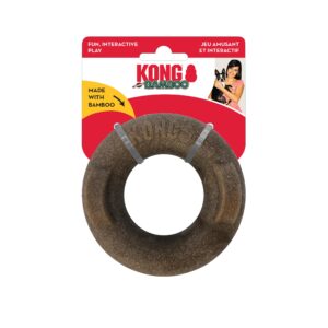 KONG Bamboo Rockerz Chewing Reward for Dental Health in Dogs (Medium, Ring) Brown