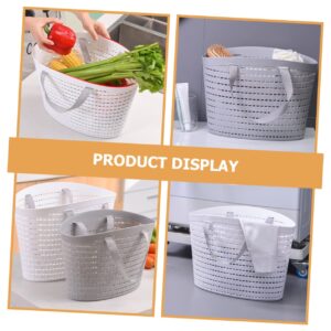 Outanaya 2pcs Plastic Laundry Basket Plastic Baskets for Storage Camping Storage Containers Plastic Storage Totes Holder Camping Food Basket Carrying Laundry Basket Light Grey