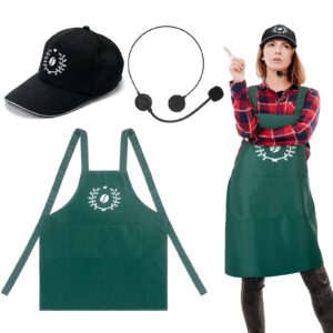 liitrsh barista apron halloween costume with hat and microphone green coffee theme adult outfits with logo for man women kitchen cooking halloween adult