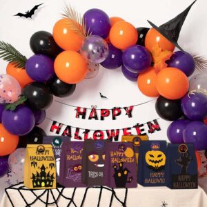 M-sorflly Halloween Treat Bags Large,24pcs Halloween Goodie Bags Paper,Trick or Treat for Kids Candy Bags and 24pcs Halloween Stickers Gift Bags