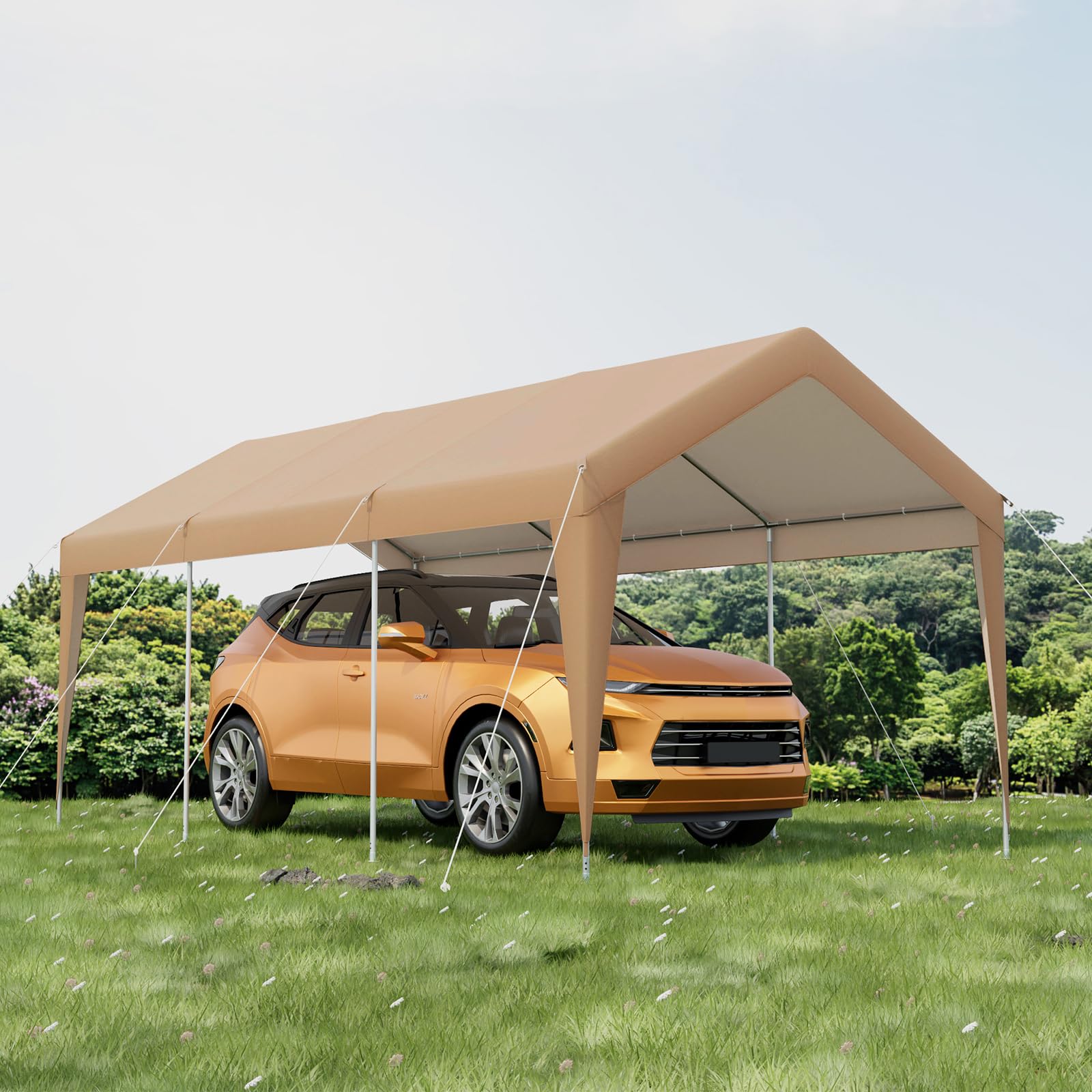 S AFSTAR 10x20FT Carport, Heavy Duty Car Shelter Tent with 180g PE Canopy, 8 Sturdy Galvanized Steel Legs, Ball Bungees, Portable Garage Car Canopy Car Port for Outdoor SUV Truck Car Party Wedding