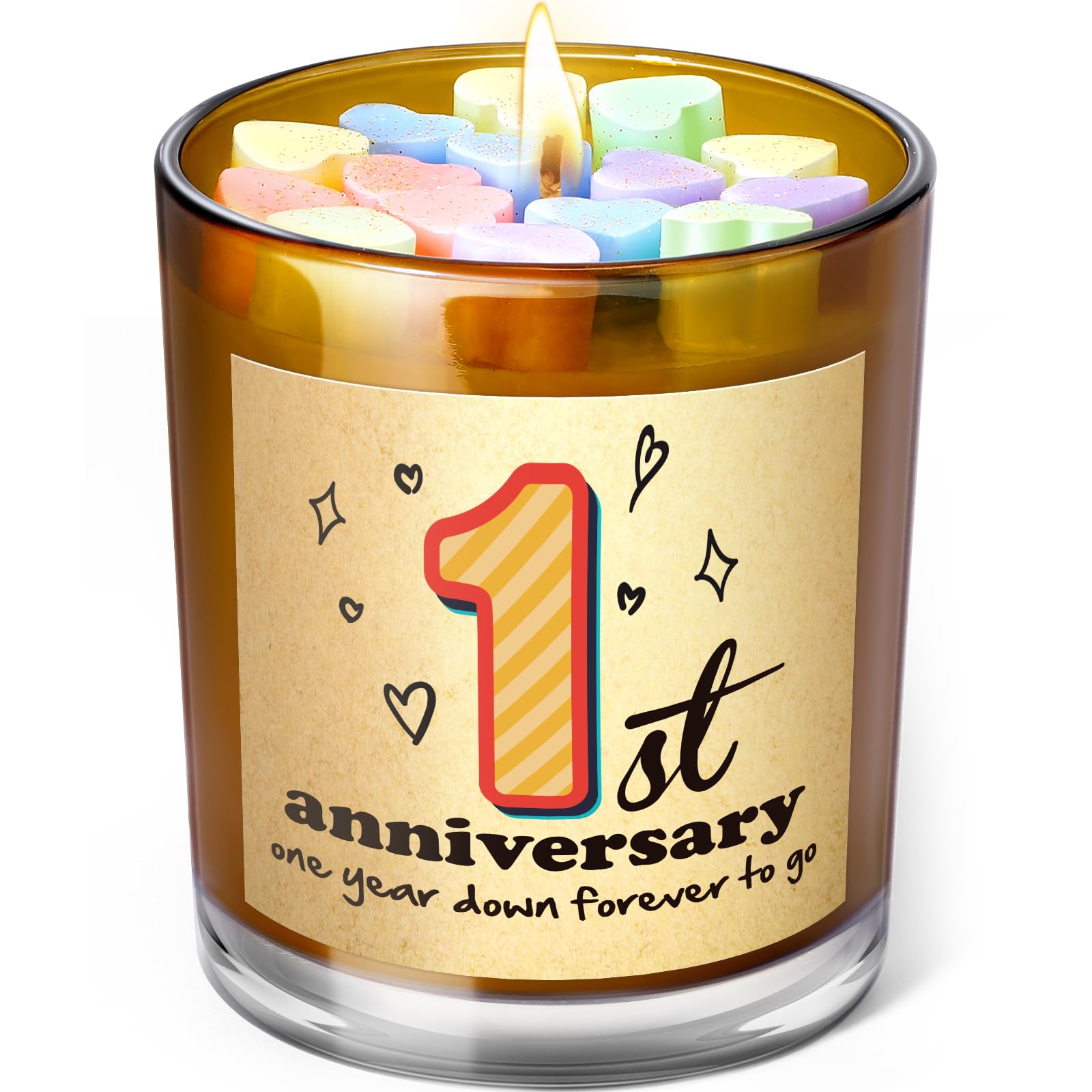 One Year Anniversary Candle Gifts for Him Her - 1st Anniversary Wedding Gifts for Couple, 1 Year Anniversary Unique Gifts for Girlfriend Boyfriend, 10 oz Lavender Candle