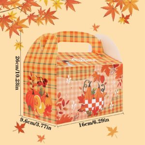 HOWAF 12pcs Fall Party Treat Boxes, Hello Autumn Plaid Gift Boxes with Maple Leaves Pumpkin Gnome Design for Fall Harvest Party Supplies, Autumn Party Candy Boxes, Hello Fall Goodie Boxes