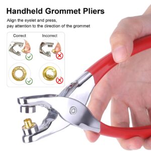 1203PCS Grommet Eyelet Pliers Tool Kit, 1/4 Inch Fabric Leather Hole Eyelets Grommets Punch Pliers, for Fabric, Leather, Belt, Shoes, Clothes