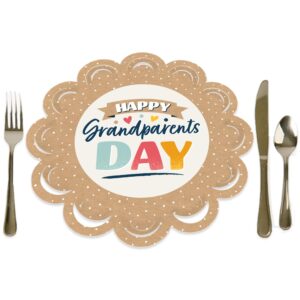 big dot of happiness happy grandparents day - grandma & grandpa party round table decorations - paper chargers - place setting for 12