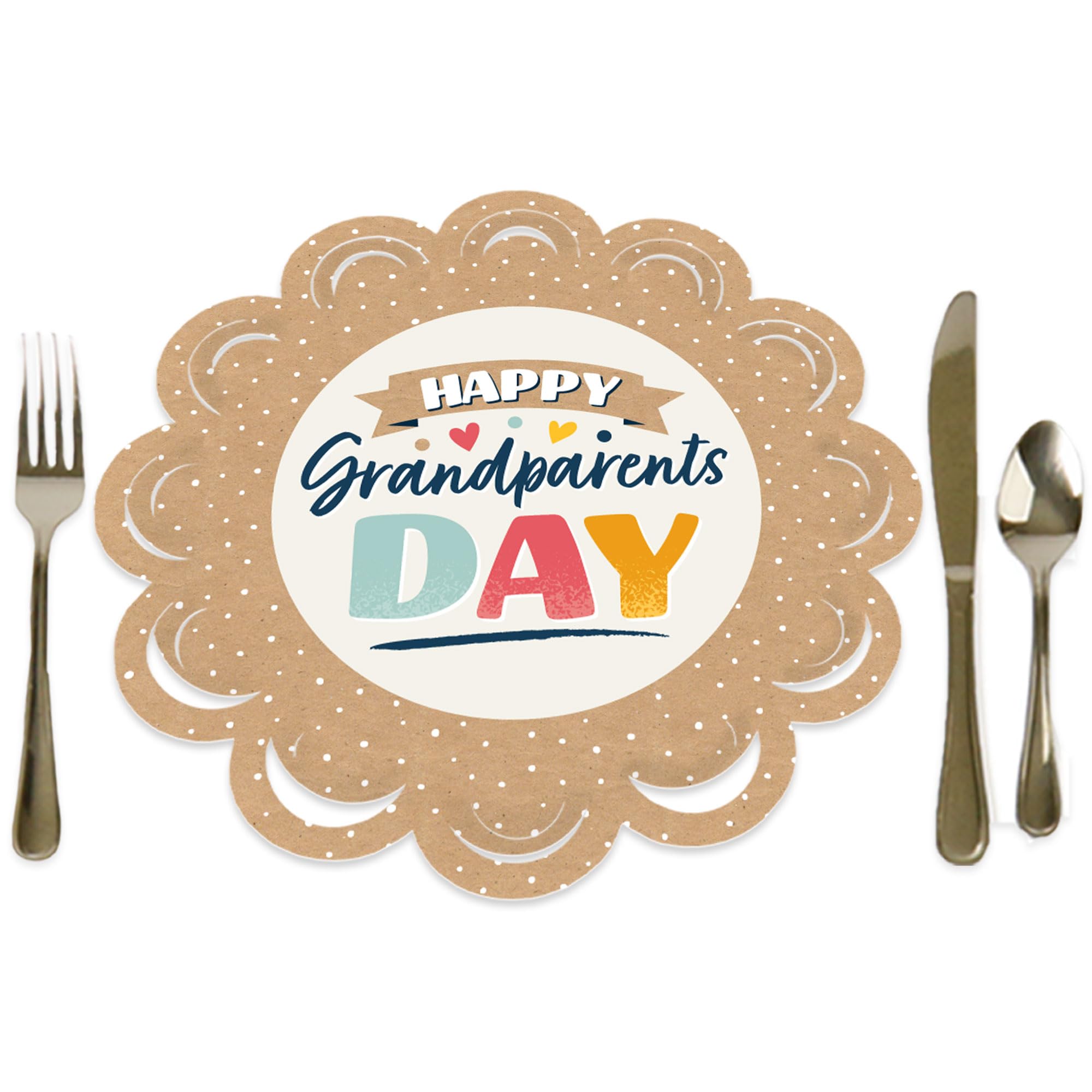 Big Dot of Happiness Happy Grandparents Day - Grandma & Grandpa Party Round Table Decorations - Paper Chargers - Place Setting For 12