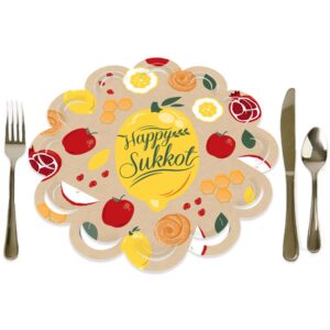 big dot of happiness sukkot - sukkah jewish holiday round table decorations - paper chargers - place setting for 12