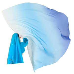 Wuchieal Porphetic Praise Dance Worship Flex Flags, radius 55" x 74" semicircle Dance Ministry Streamer (6#WHITE-BLUE-BLUE)