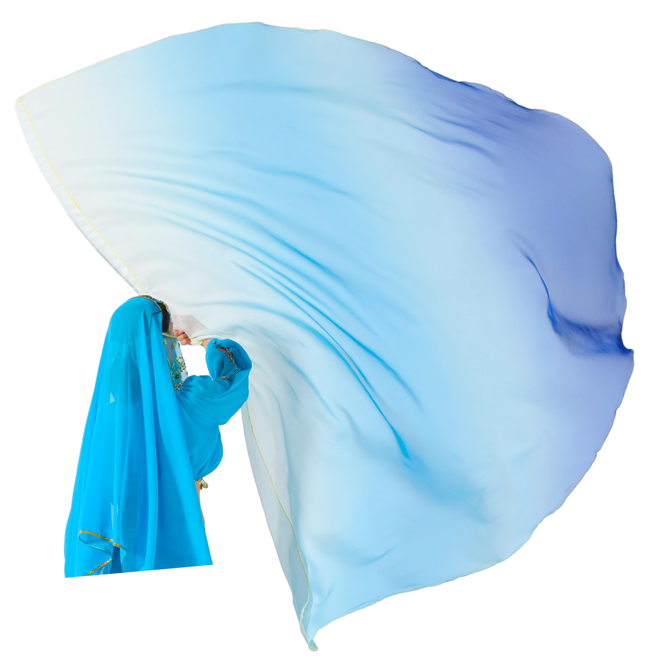 Wuchieal Porphetic Praise Dance Worship Flex Flags, radius 55" x 74" semicircle Dance Ministry Streamer (6#WHITE-BLUE-BLUE)