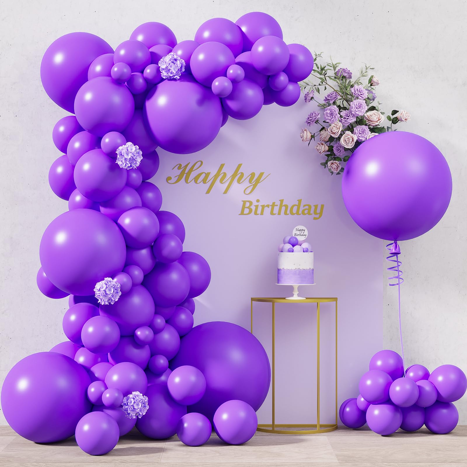 RUBFAC 116pcs Purple Balloons Different Sizes Pack of 36 18 12 10 5 Inch for Garland Arch Extra Large Balloons for Birthday Graduation Wedding Party Decoration