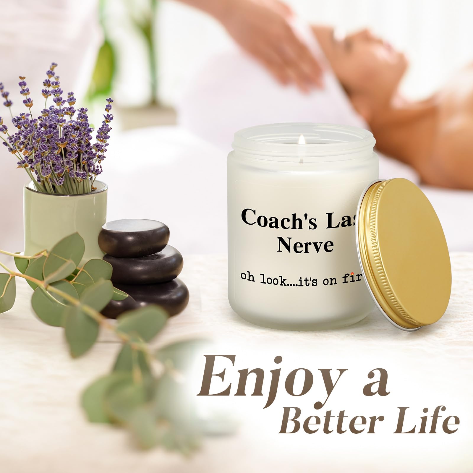 Coach Gifts for Men Women, Coach's Last Nerve Candle, Appreciation Gift for Baseball Softball Coach, Best Gift for Cheer Volleyball Swim Tennis Soccer Track Dance Coach, Funny Thank You Coach Present