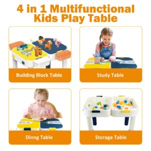 RedCrab Kids Foldable Building Block Table, Play Table and Building Blocks Toy, Children's Building Block Table with Storage, Toddler Multi Activity Play Table - Convertible into Luggage with Wheels