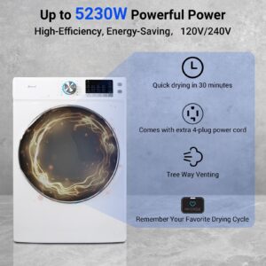 Smad 8.0 Cu.ft Electric Dryer, 27" Full Size Clothes Dryer Machine, 120V 240V Stackable Large Capacity Front Load Dryer For Apartment, Home, RV and Laundry