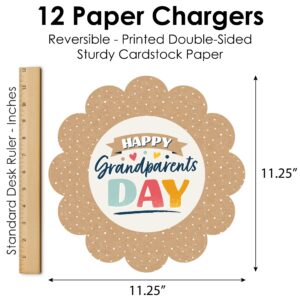 Big Dot of Happiness Happy Grandparents Day - Grandma & Grandpa Party Round Table Decorations - Paper Chargers - Place Setting For 12