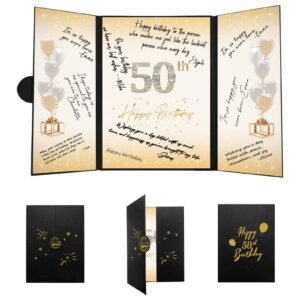 crenics 50th birthday decorations black and gold, creative 50th birthday guest book alternative, 50th birthday signature book poster 18 x 12 inch, great 50th birthday gifts for men women