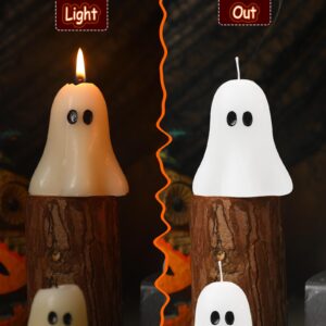 MTLEE 12 Pcs Halloween Ghost Candles Spooky Burning Candle Halloween Decoration Candles Novelty Ghost Shaped Tea Lights Candle Gifts for Halloween Party Table Home Decor(1.97/2.36/2.76 Inch,White)