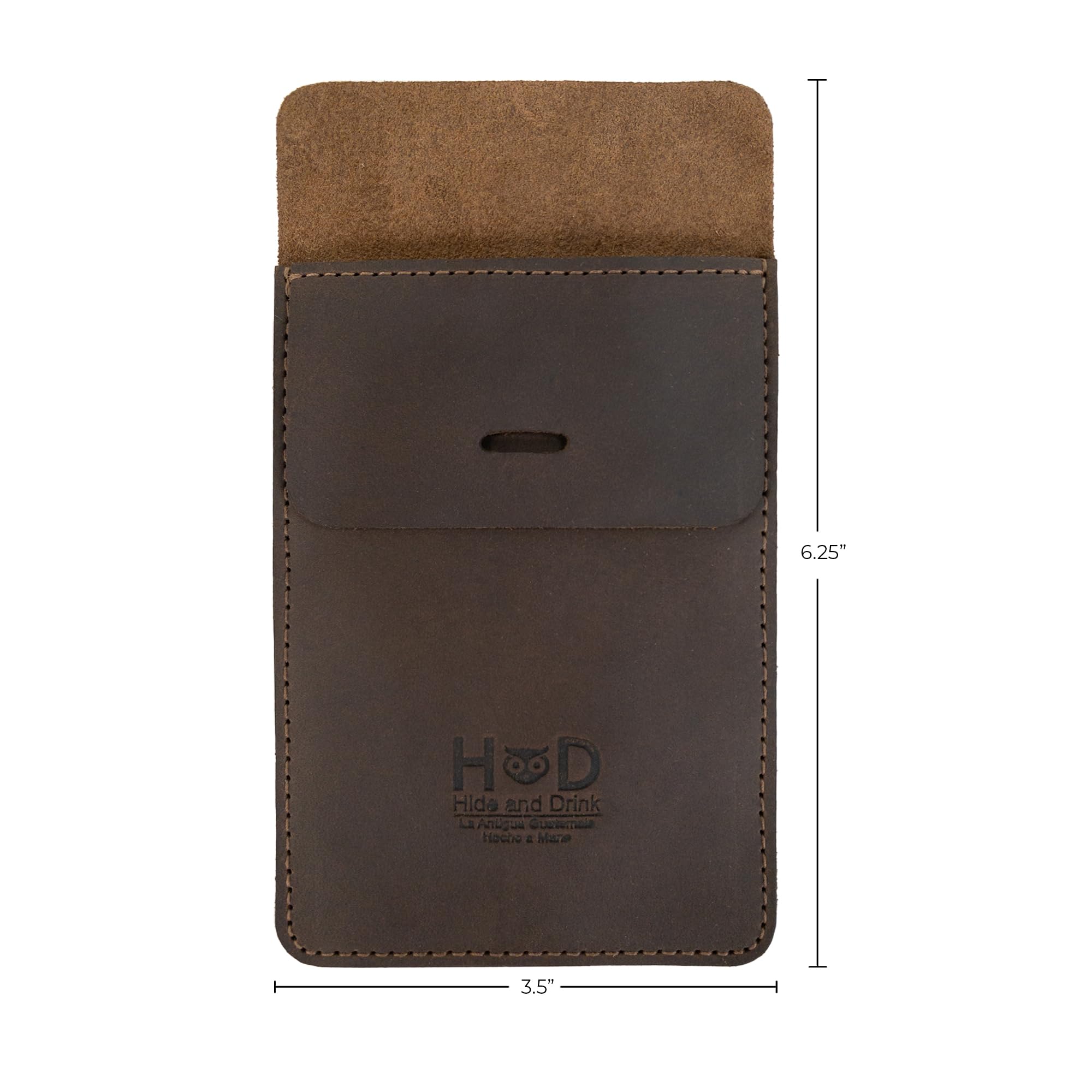 Hide & Drink, Rustic Pen Pocket Protector, Handmade from Full Grain Leather - Bourbon Brown