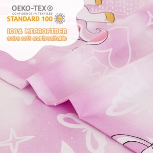 Yibeizi Unicorn Twin Sheets Set for Girls, Kids Cute Princess Printed Bedsheets Microfiber Deep Pocket Bed Sheet & Pillowcase Sets 3 Pieces