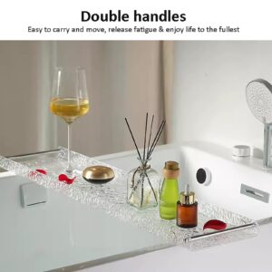 HM&DX Acrylic Bathtub Tray Caddy with Metal Handles,Clear Bathtub Tray Caddy Tub Shelf,spa Board Luxury Bathroom Bath Tub Table,Waterproof Bathtub Tray Tub Rack,Luxury Bath Accessory for Bathtub