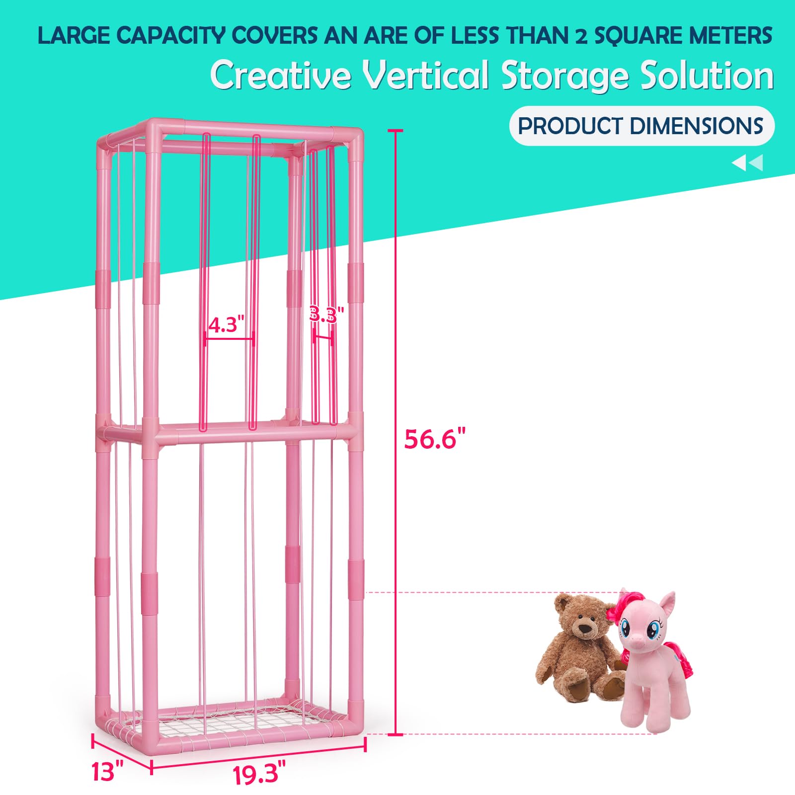 Ibnotuiy Stuffed Animal Zoo Storage Stuffed Animal Holder PVC Plush Storage Organizer Shelf with Elastic Band for Nursery Play Room Bedroom (Pink)