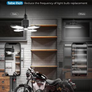 toberich LED Garage Light Bulb - 120W 12000LM Shop Lights with 4+1 Deformable Panels, 6500K Screw in Ceiling Lights for Garage, Workshop, Workbench, Basement (1 Pack)