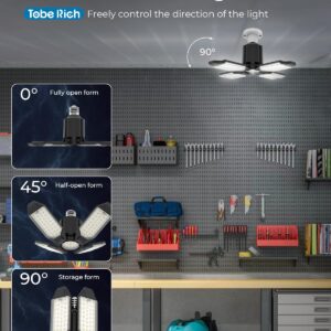 toberich LED Garage Light Bulb - 120W 12000LM Shop Lights with 4+1 Deformable Panels, 6500K Screw in Ceiling Lights for Garage, Workshop, Workbench, Basement (1 Pack)