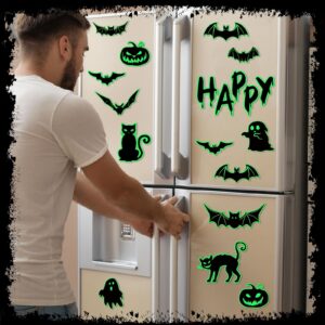 28 Pcs Halloween Garage Door Magnets Glow in The Dark Magnetic Halloween Garage Door Decorations with Bat Pumpkin Ghost Black Bat Magnet Decal Sticker for Garage Door Car Refrigerator