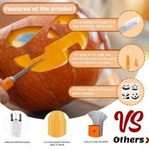 Pumpkin Carving Kit Halloween, 8 PCS Professional Heavy Duty Pumpkin Carving Tools with 4 Pumpkin Carving Stencils,Stainless Steel Pumpkin Carving Tools for Halloween Decoration with Thick Handbag