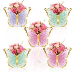 12 pcs butterfly tea party decorations princess party flower boxes, butterfly paper vase 3d table centerpiece floral box for floral tea themed birthday party supplies baby shower wedding anniversaries