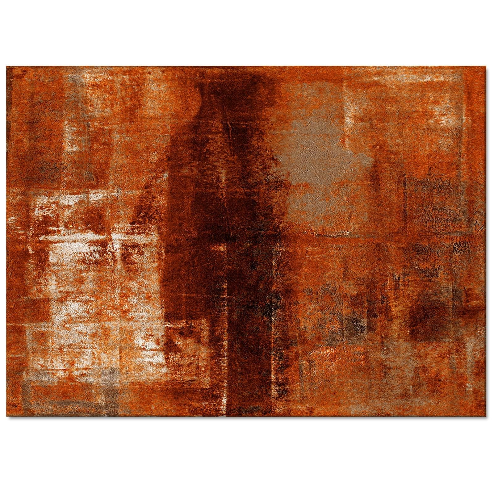 Burnt Orange Modern Abstract Geometric Oil Painting Art Area Rug, Indoor Non-Slip Kids Rugs, Machine Washable Breathable Durable Carpet for Front Entrance Floor Decor-6x8ft