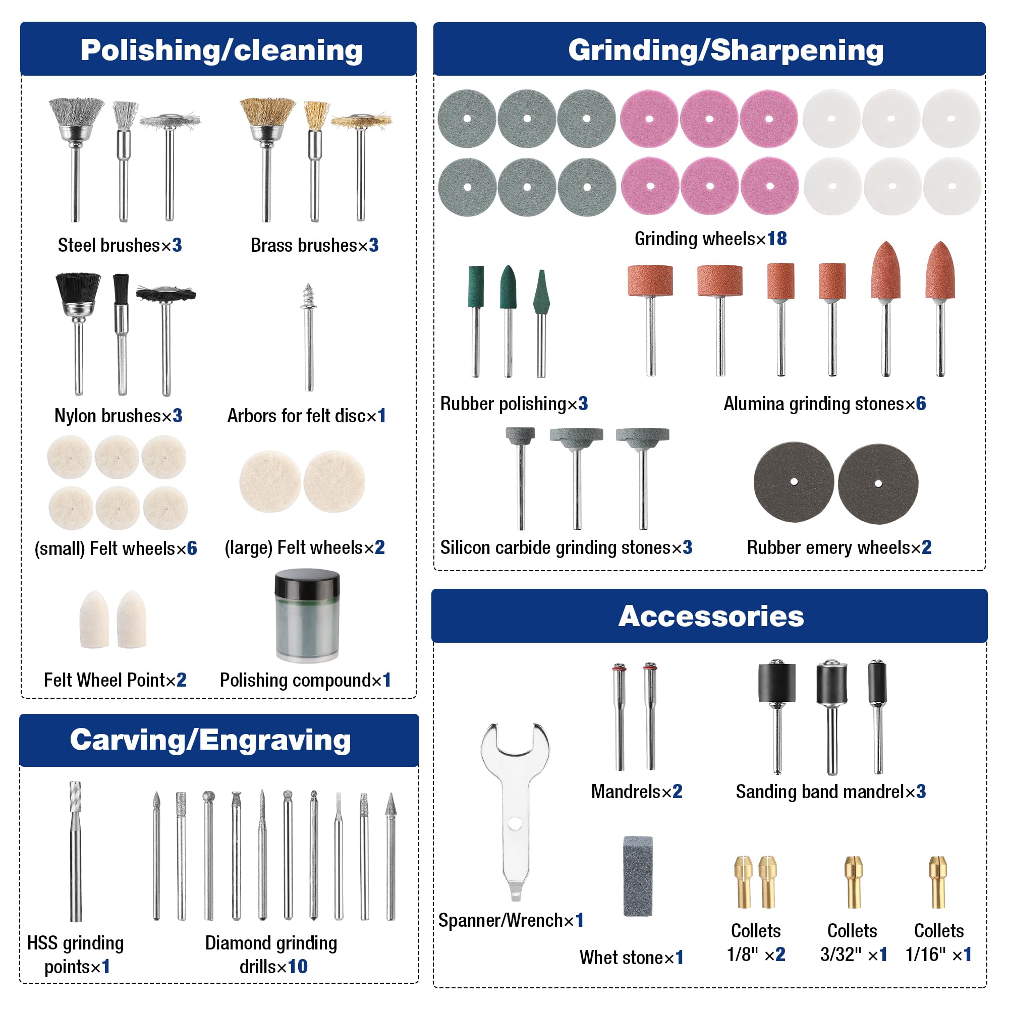 WORKPRO 476PCS Rotary Tool Accessories Kit, Rotary Tool Bits for Easy Cutting, Sanding, Grinding, Carving, Polishing, Drilling and Engraving