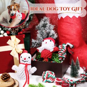 Jenaai Christmas Dog Toys 6 Pack Dog Rope Toys with 1 Pack Christmas Stocking Dog Rope Chew Toys Puppy Chew Toys Santa Snowman Dog Toy Set Tough for Small Medium Dogs Training Teething Cleaning