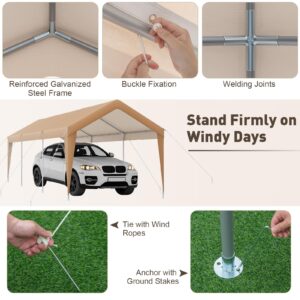 S AFSTAR 10x20FT Carport, Heavy Duty Car Shelter Tent with 180g PE Canopy, 8 Sturdy Galvanized Steel Legs, Ball Bungees, Portable Garage Car Canopy Car Port for Outdoor SUV Truck Car Party Wedding