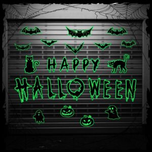 28 Pcs Halloween Garage Door Magnets Glow in The Dark Magnetic Halloween Garage Door Decorations with Bat Pumpkin Ghost Black Bat Magnet Decal Sticker for Garage Door Car Refrigerator