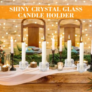 Hsei 36 Pcs Square Glass Taper Candle Holders Bulk 1.5 Inch Small Glass Candlestick Holders for 0.98 Inch Tapered Stick Candle for Wedding Halloween Thanksgiving Christmas Table Centerpiece(Clear)