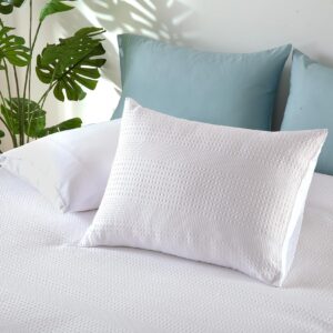 CAROMIO White Duvet Cover Queen - Waffle Weave Textured Duvet Cover Queen Size, Soft and Breathable Queen Duvet Cover Set for All Season (Queen, 90"x90")