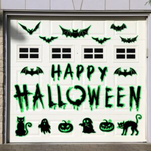 28 pcs halloween garage door magnets glow in the dark magnetic halloween garage door decorations with bat pumpkin ghost black bat magnet decal sticker for garage door car refrigerator