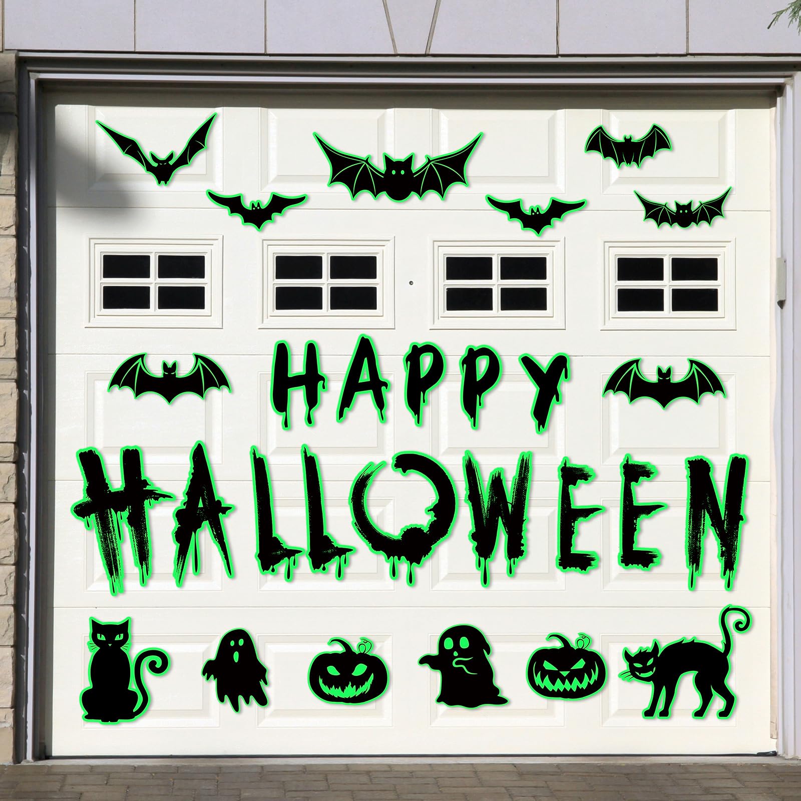 28 Pcs Halloween Garage Door Magnets Glow in The Dark Magnetic Halloween Garage Door Decorations with Bat Pumpkin Ghost Black Bat Magnet Decal Sticker for Garage Door Car Refrigerator