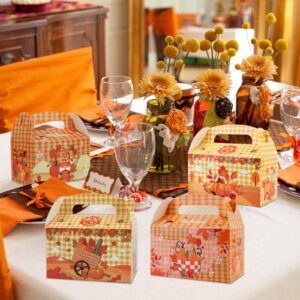 HOWAF 12pcs Fall Party Treat Boxes, Hello Autumn Plaid Gift Boxes with Maple Leaves Pumpkin Gnome Design for Fall Harvest Party Supplies, Autumn Party Candy Boxes, Hello Fall Goodie Boxes