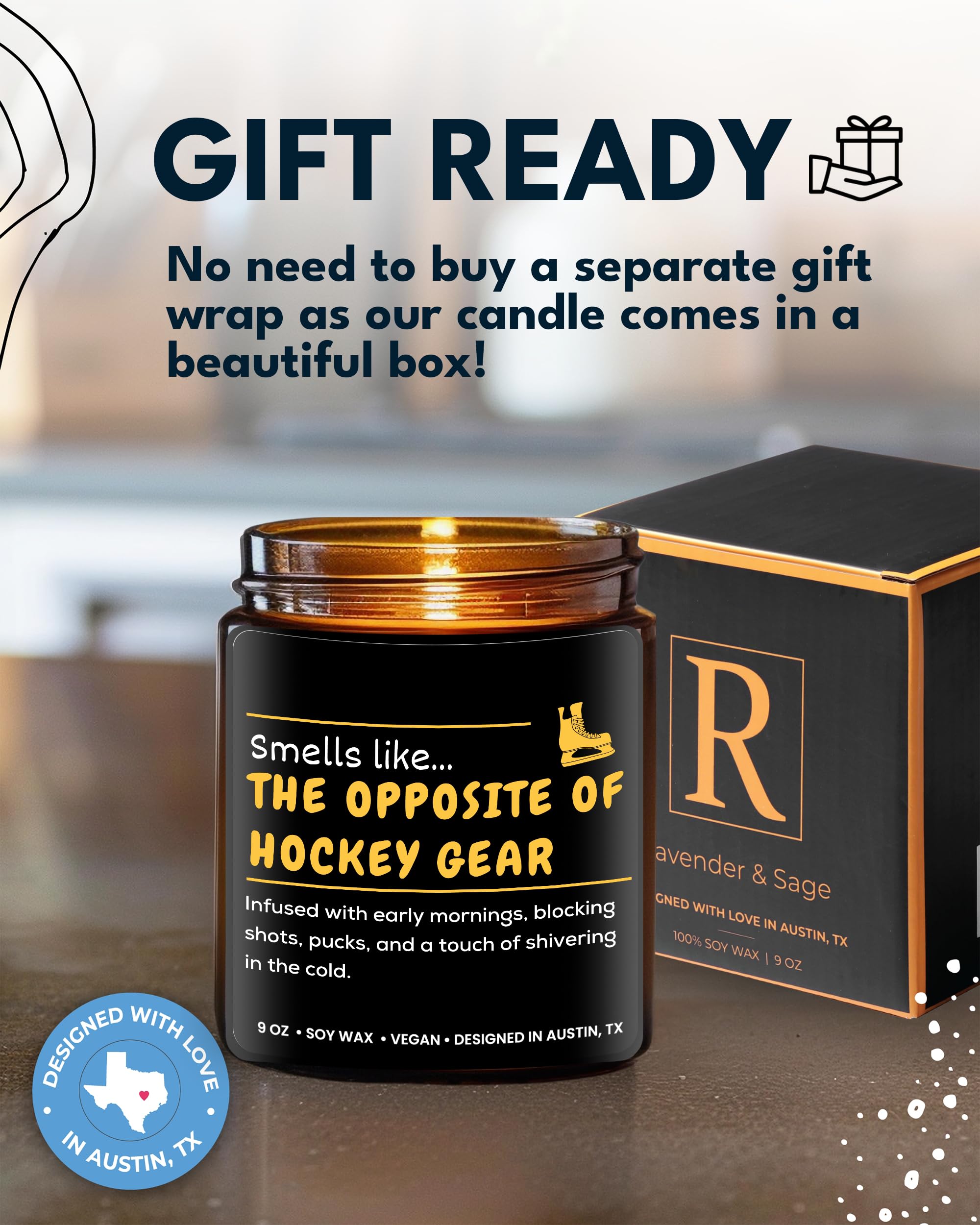 Hockey Candle, Funny Hockey Gifts for Hockey Lovers, Hockey Mom Gifts for Women, Gifts for Hockey Players, Long-Lasting Scent, Gift Ready