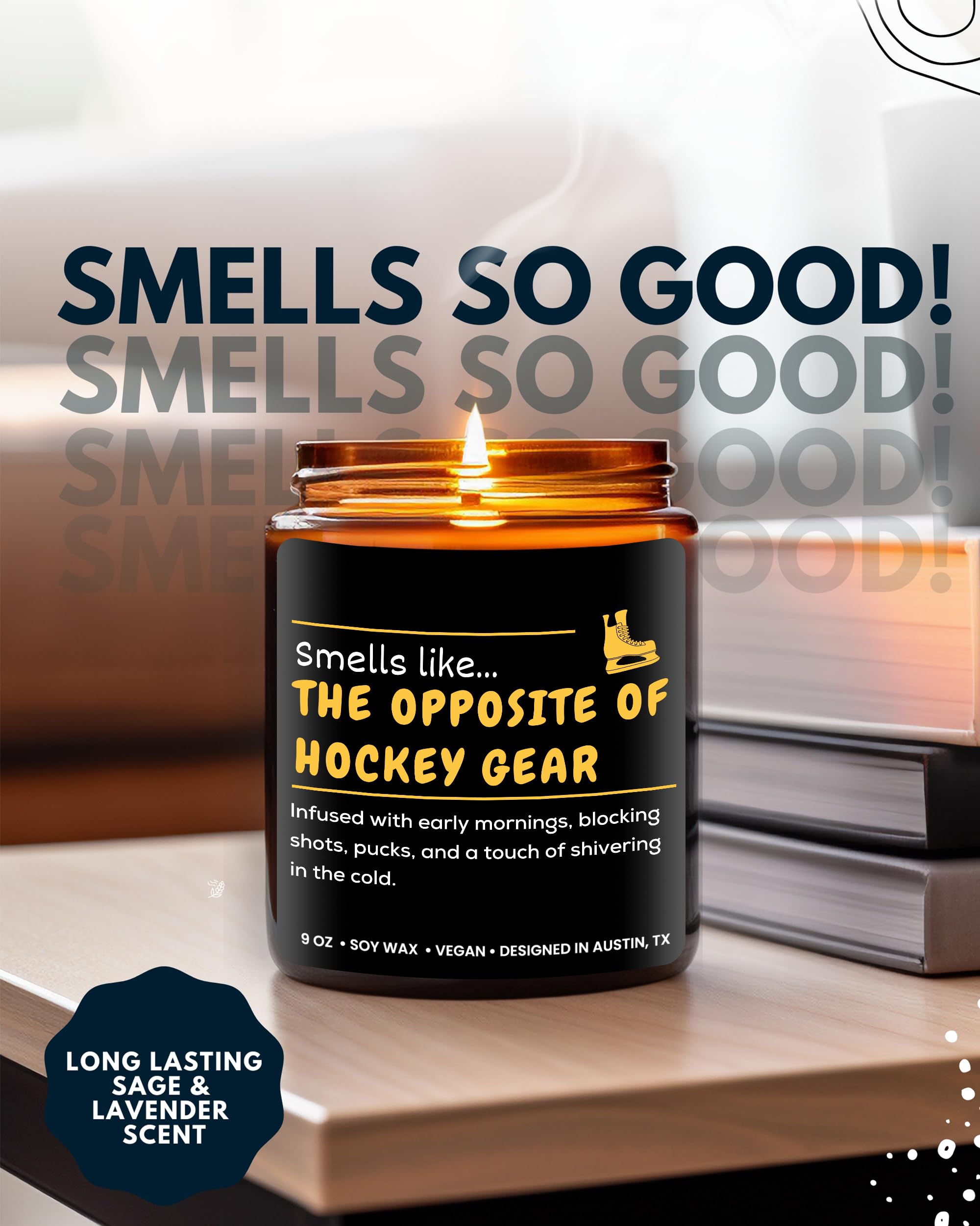 Hockey Candle, Funny Hockey Gifts for Hockey Lovers, Hockey Mom Gifts for Women, Gifts for Hockey Players, Long-Lasting Scent, Gift Ready