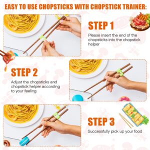 Suttmin 200 Pcs Reusable Chopsticks Helper Multicolor Training Chopsticks Hinges Connector Plastic Practice Chopstick Trainer Chinese Chop Stick Helper for Adult Learner Beginner