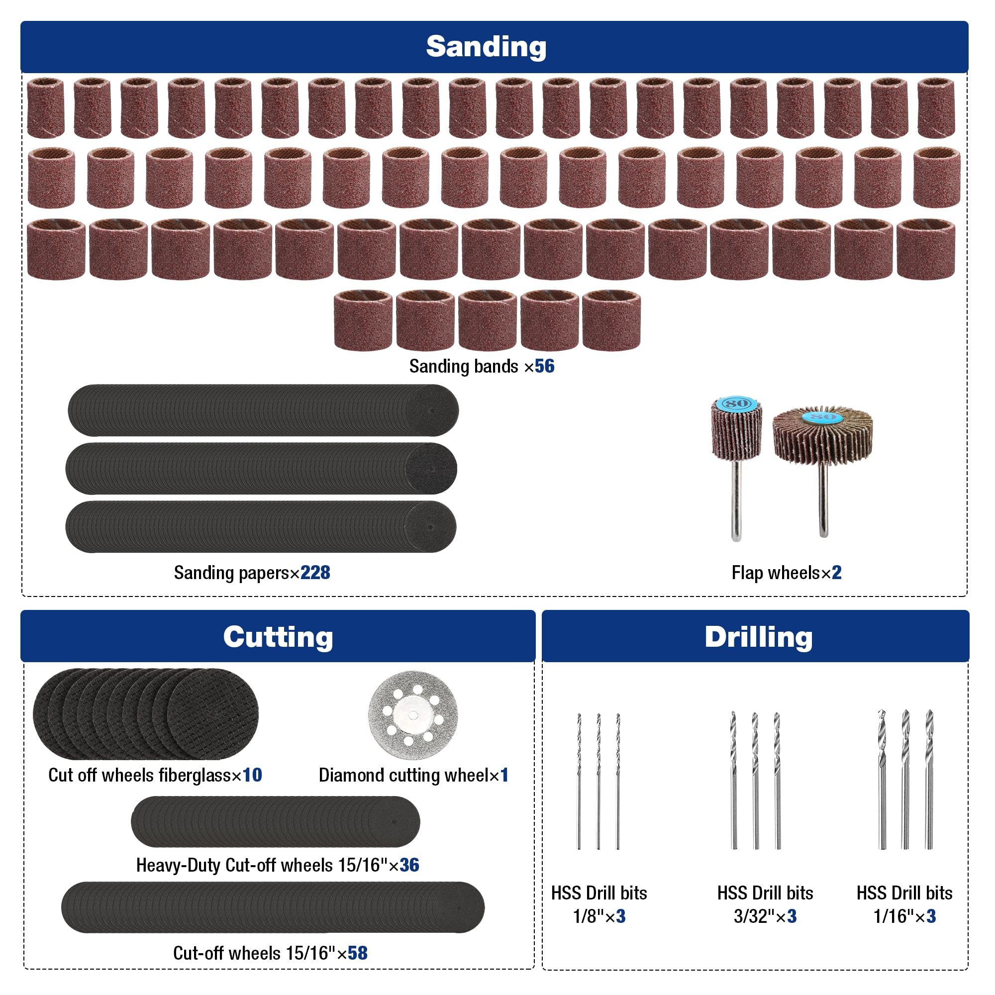WORKPRO 476PCS Rotary Tool Accessories Kit, Rotary Tool Bits for Easy Cutting, Sanding, Grinding, Carving, Polishing, Drilling and Engraving