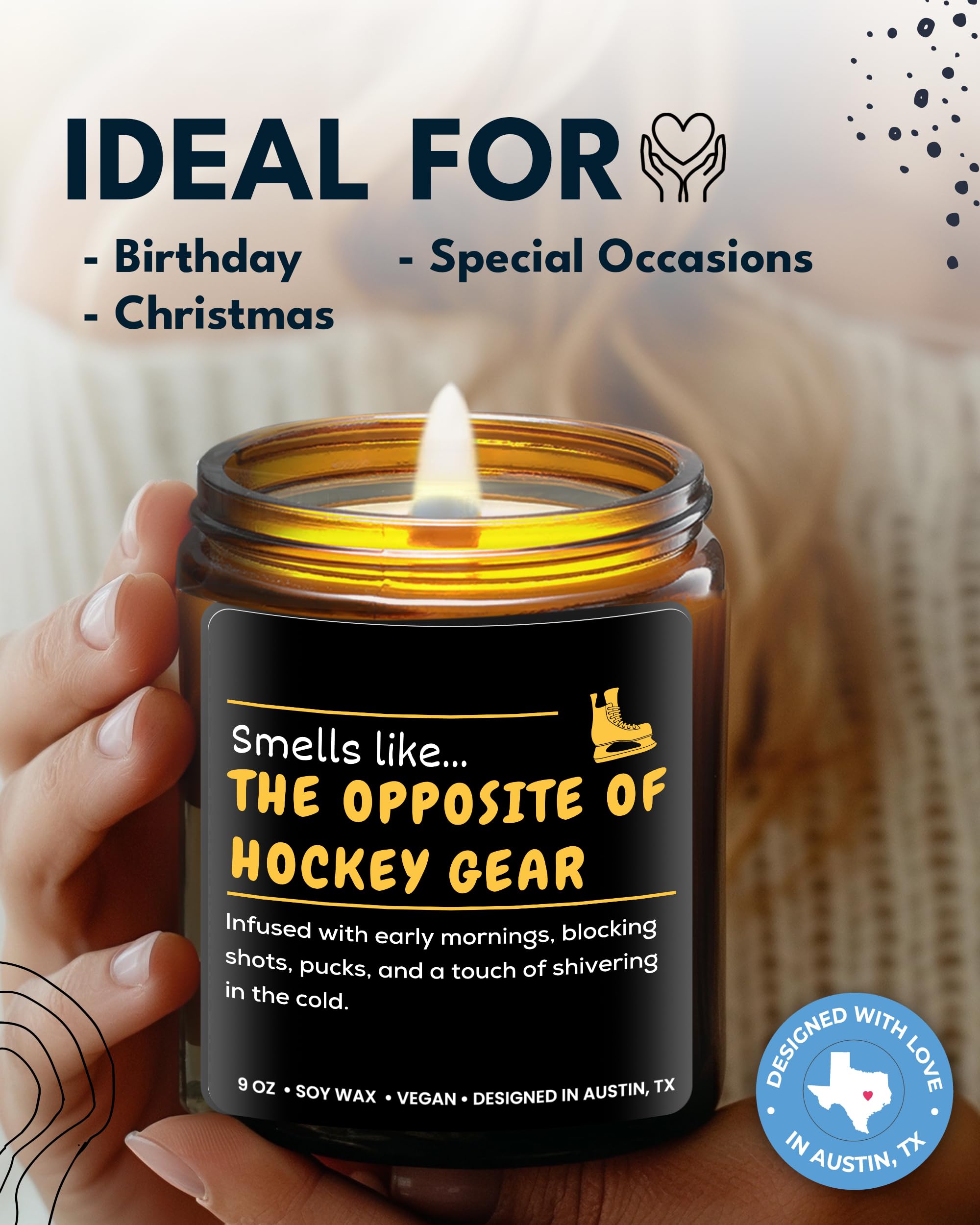 Hockey Candle, Funny Hockey Gifts for Hockey Lovers, Hockey Mom Gifts for Women, Gifts for Hockey Players, Long-Lasting Scent, Gift Ready