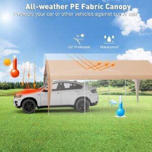 S AFSTAR 10x20FT Carport with Sidewalls, Heavy Duty Car Shelter Tent with 2 Roll-up Doors, 180g PE Canopy, 8 Sturdy Galvanized Steel Legs, Portable Garage Car Port Canopy for Car Boat Party Wedding